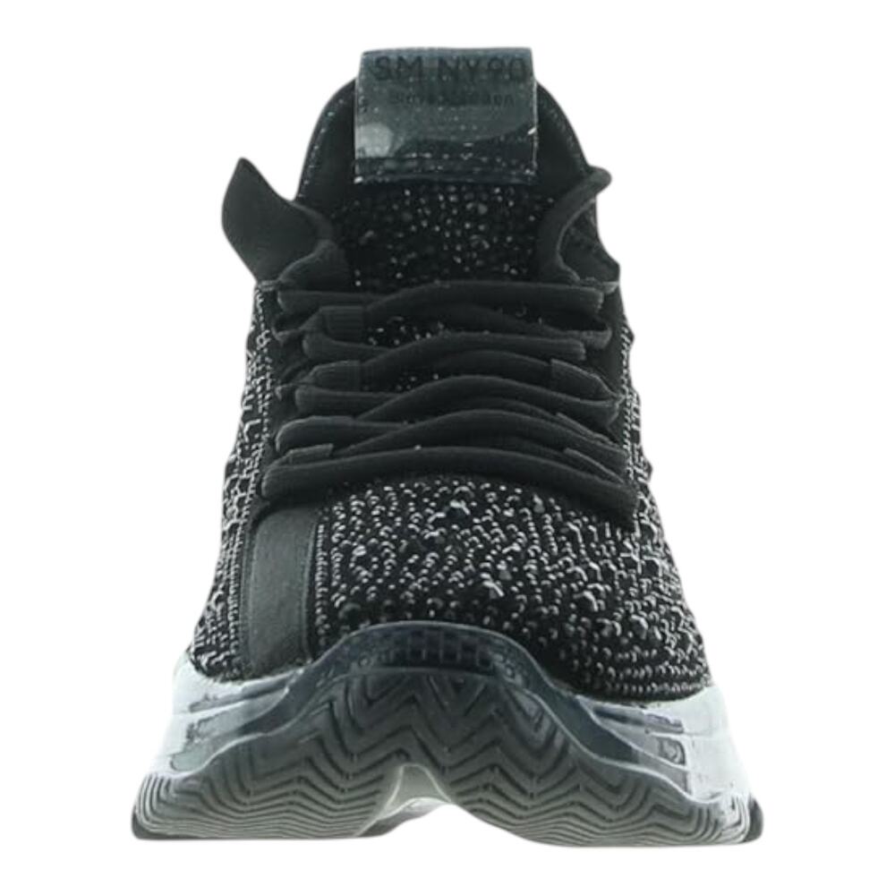 Steve Madden Women's Maxima Rhinestone Trim Trainer Sneakers Black Size 8 - Picture 3 of 4